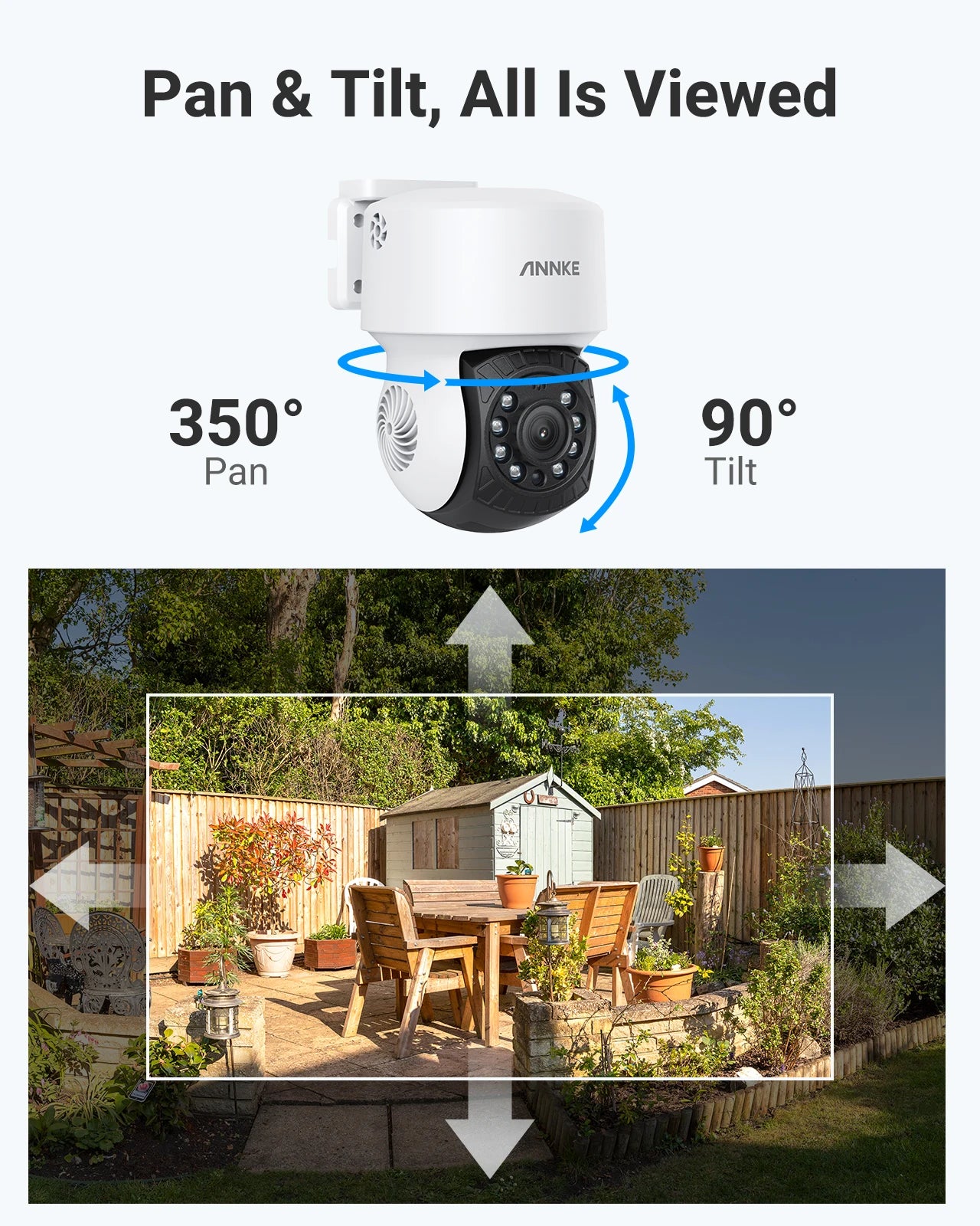 ANNKE 1080P HD Wired CCTV bullet PT Camera Night Vision with Auto IR-Cut IP65 Weatherproof Digital WDR 2MP Security Cameras