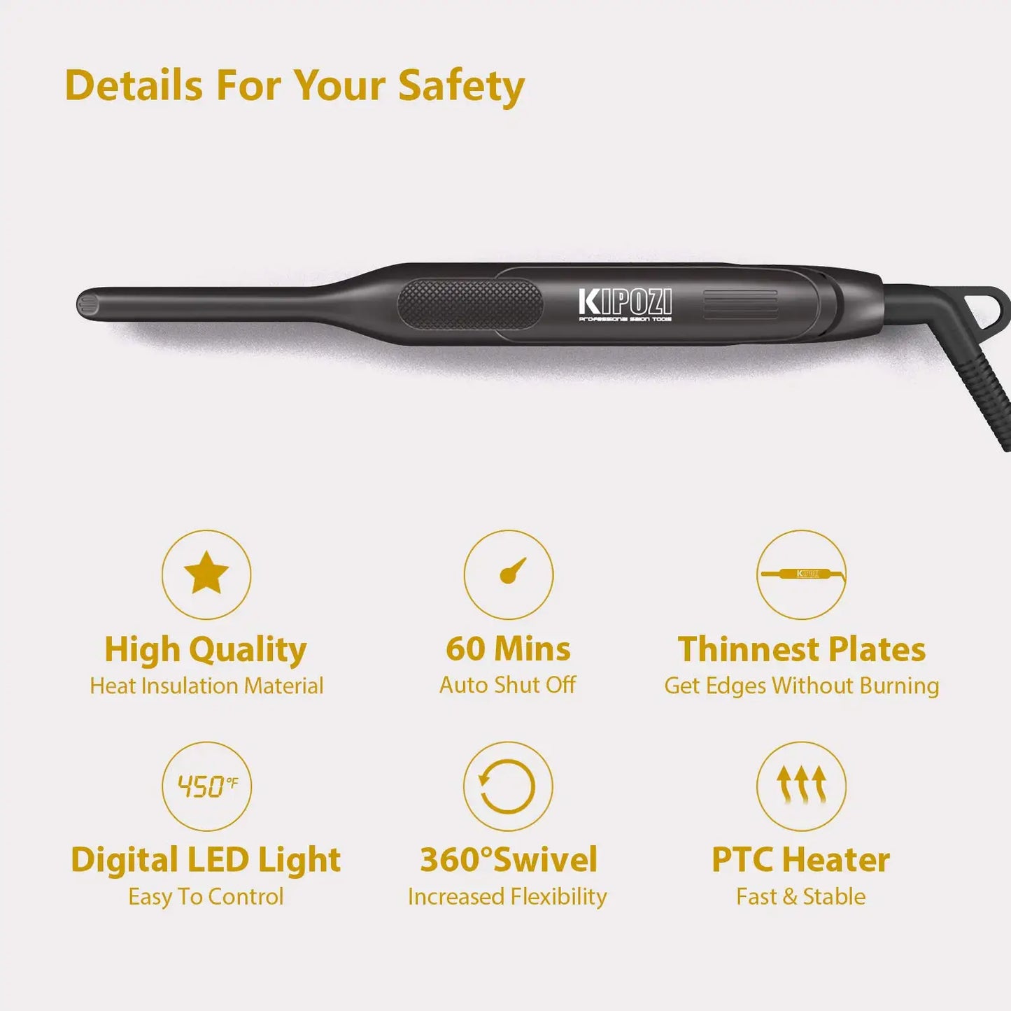 KIPOZI Titanium Small Hair Straightener Short Hair Pixie Cut
