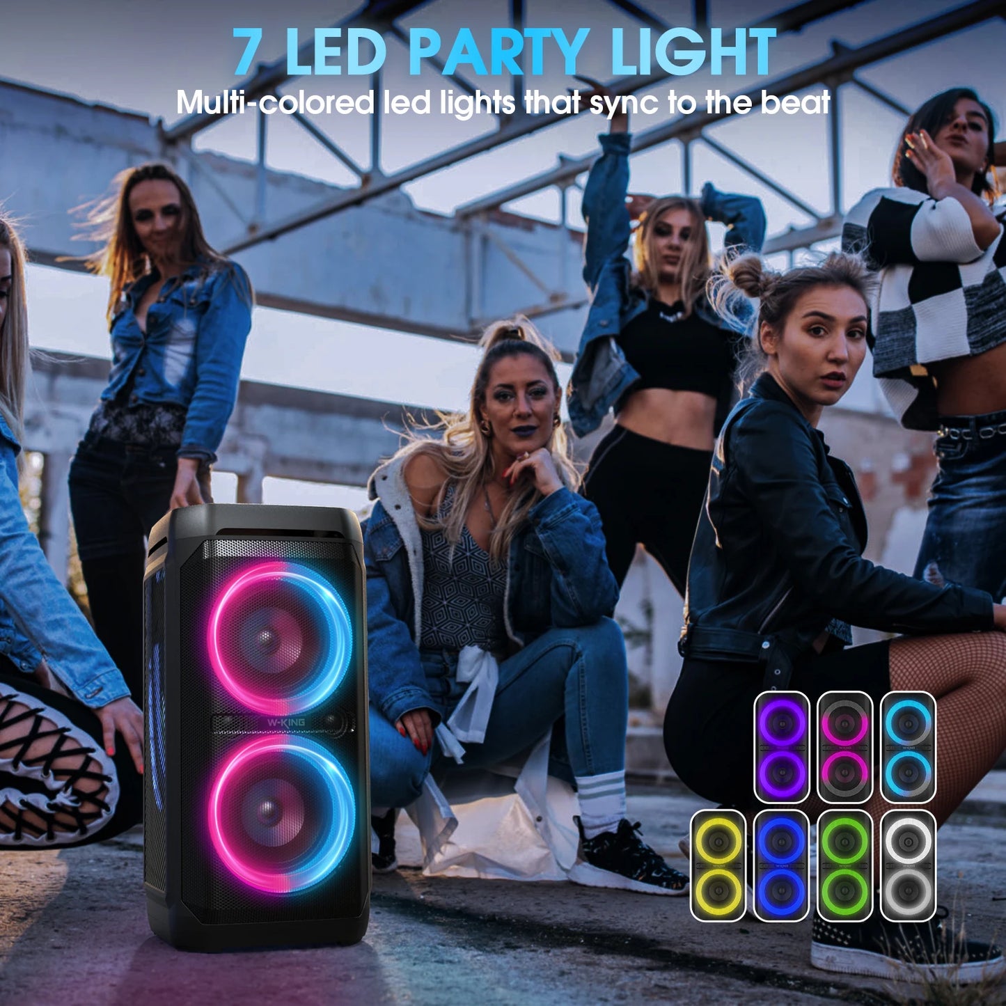 W-KING 100W RMS Bluetooth Speakers, IPX6 Waterproof