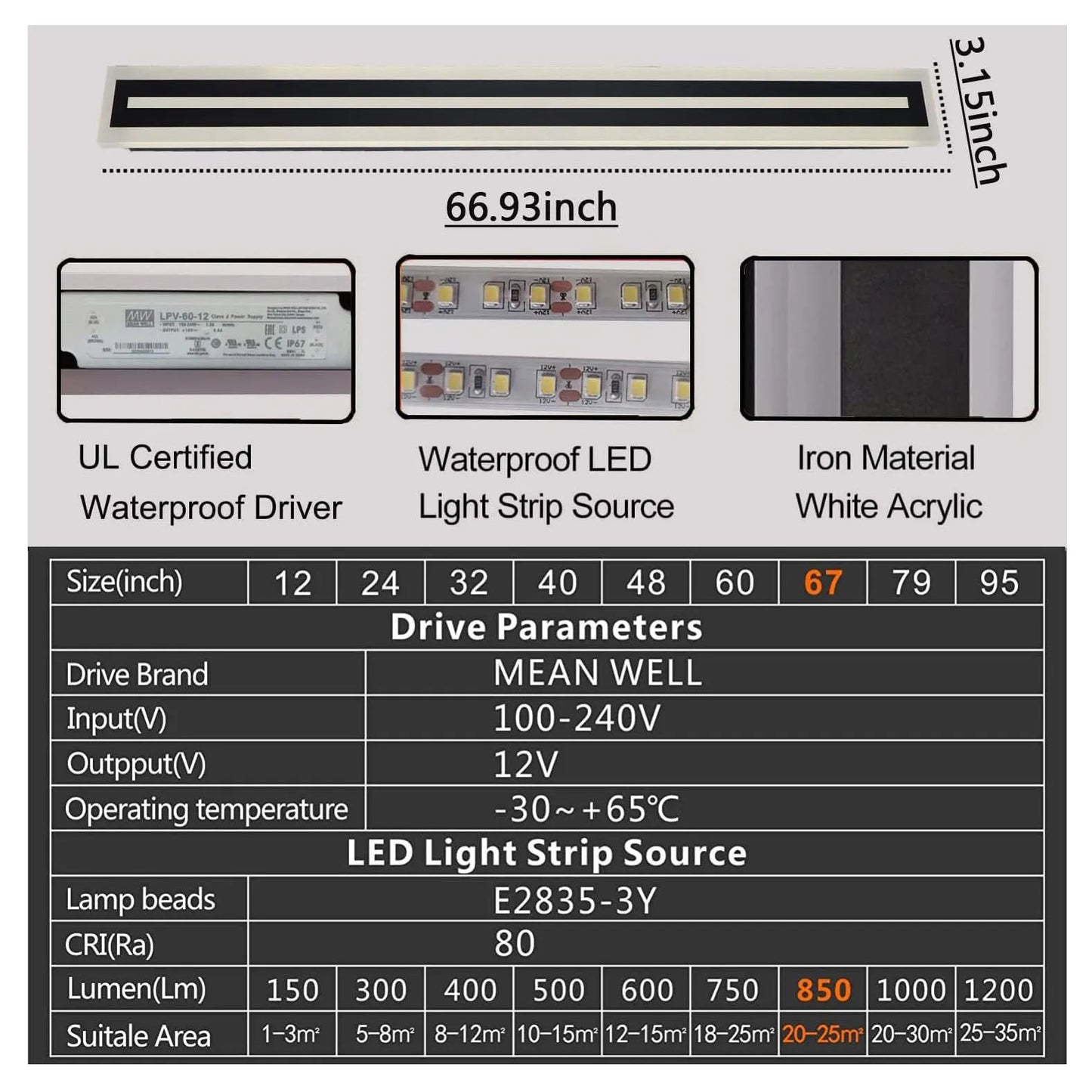 Outdoor Long Strip Modern LED Wall Lighting