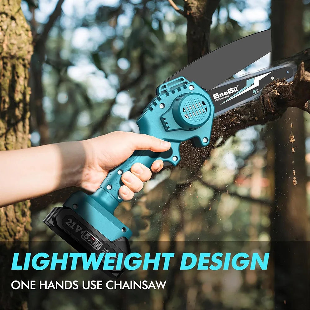 Seesii 6-inch Cordless Mini Chainsaw Electric Power Chain Saw