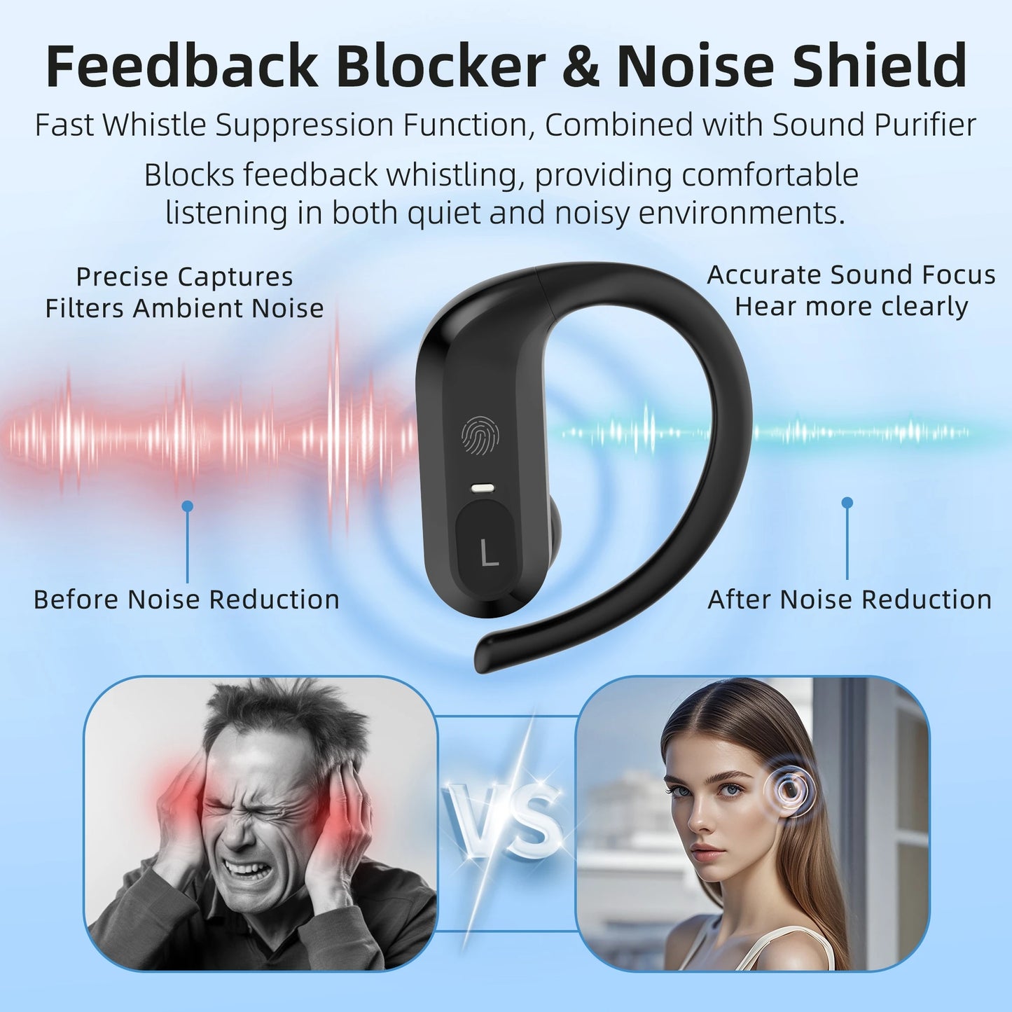 BTE Wireless hearing aids headphones rechargeable