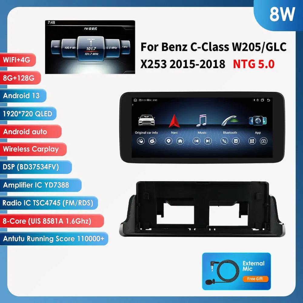 10.25"Android Auto Car radio Multimedia player For Mercedes Benz C-Class