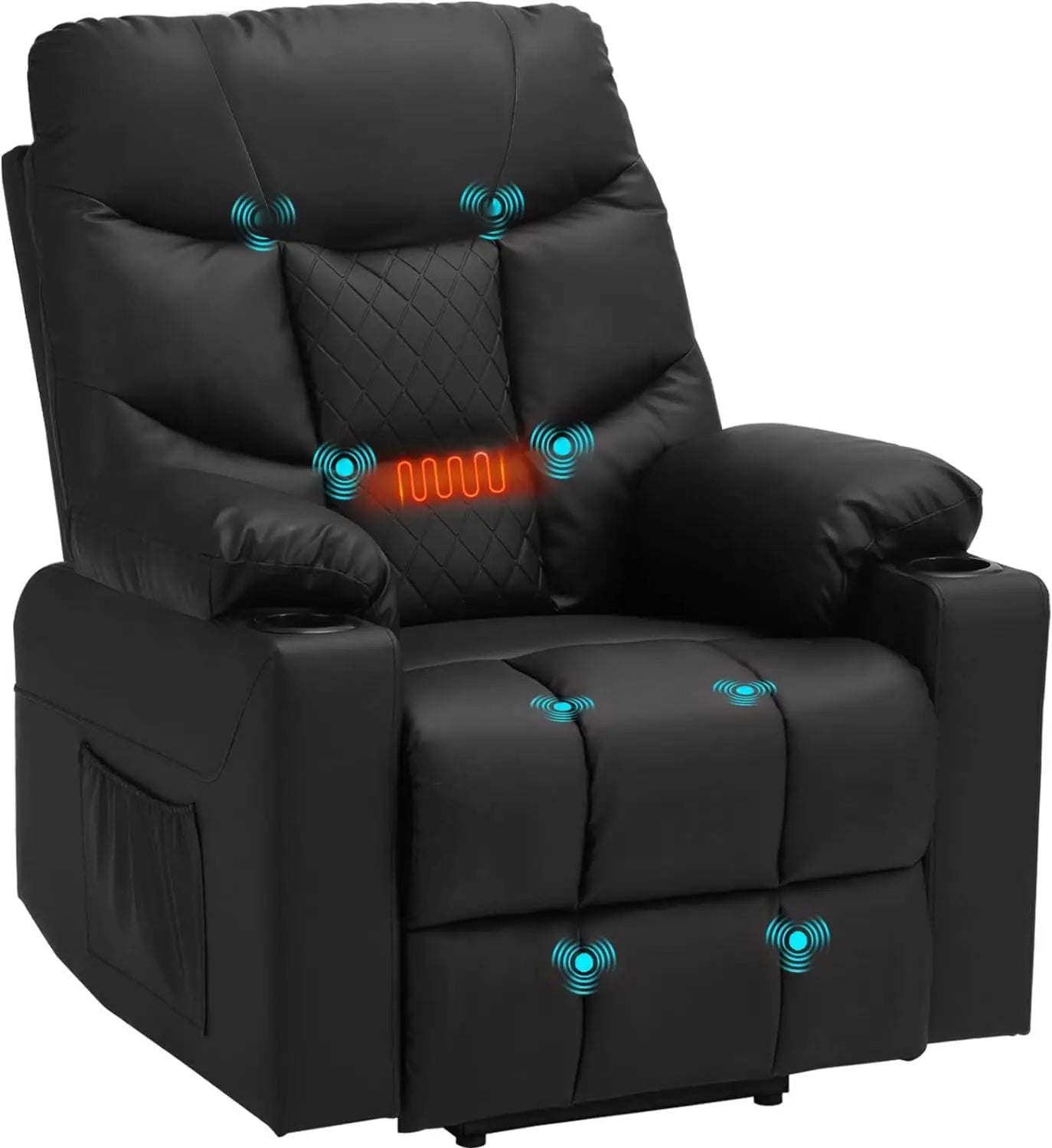 Power Lift Recliner Chair, PU Leather Massage Chair with Heat