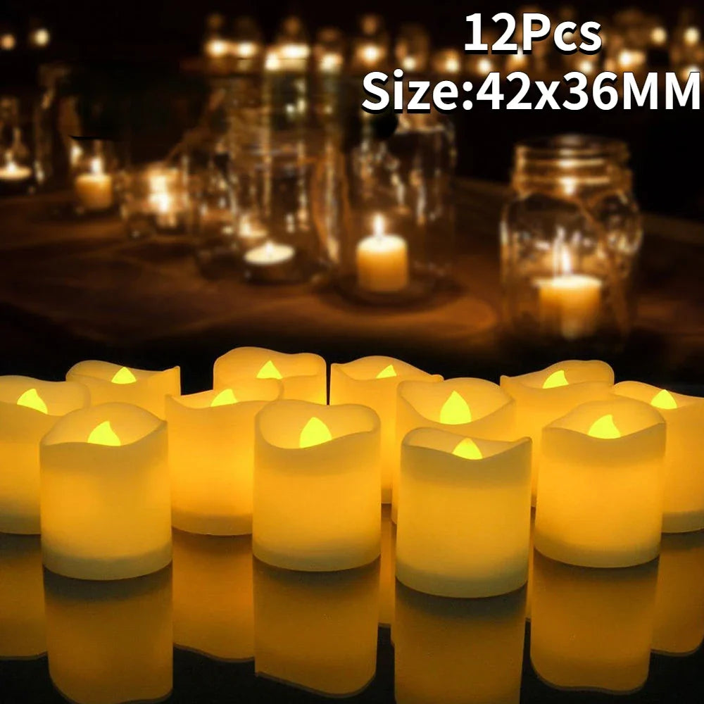 Yeahmart 12/24Pcs Flickering LED Candles Electric Flameless