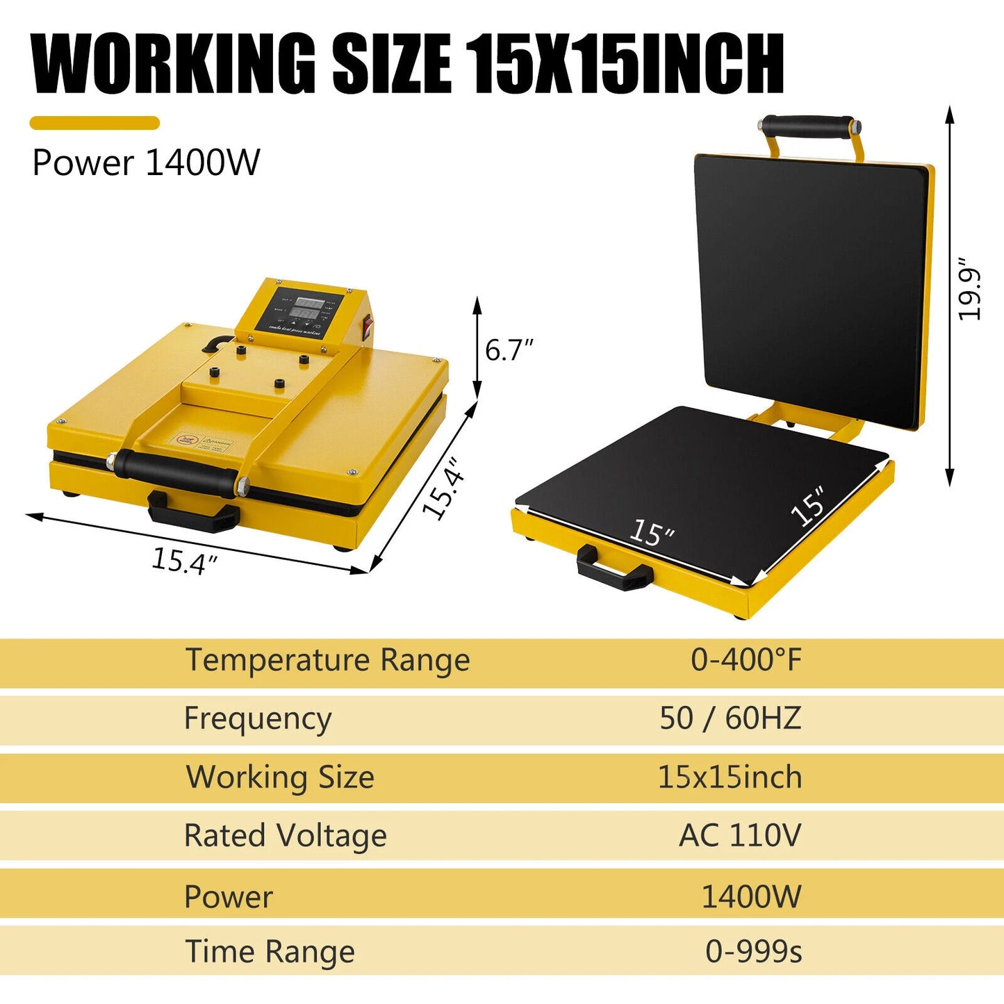 Clamshell Heat Press Machine 1700W 16x24''
