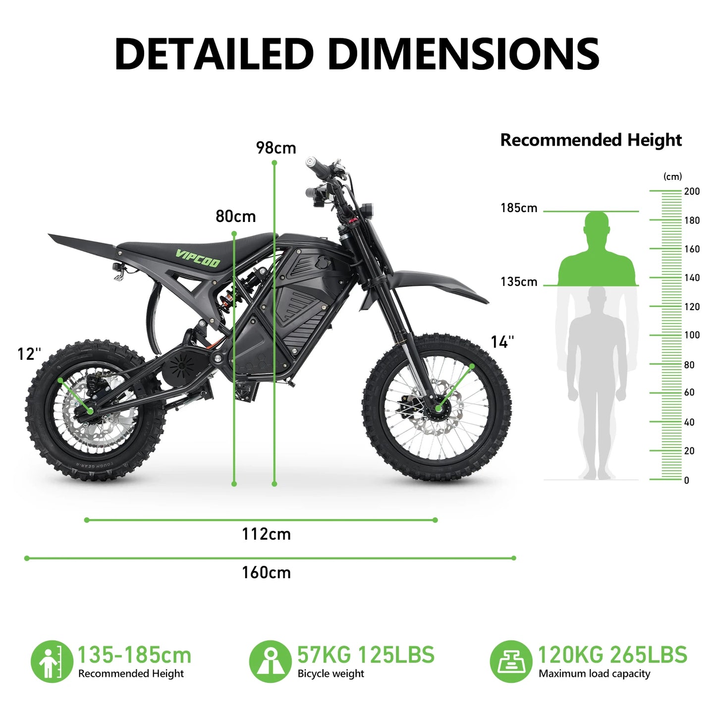 VIPCOO Electric Dirt Bike VIPCOO 3500W 48V23AH Electric Motorcycle