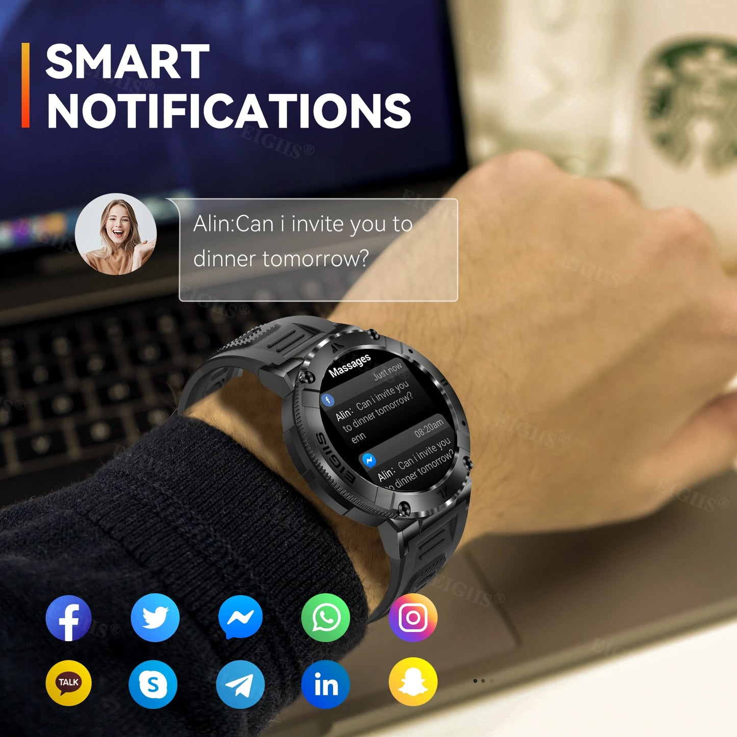 LaNikar Smart Watch Men TFT Display Bluetooth Call
