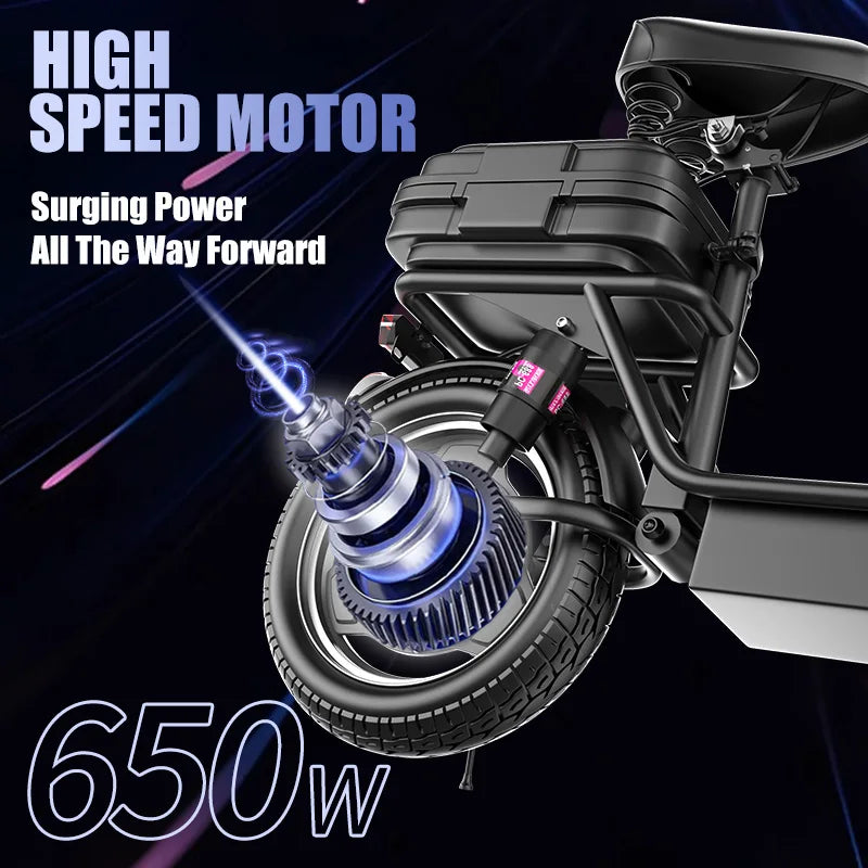 Folding electric scooter with trunk, 500W motor (peak 650W), 48V15AH, 20MPH