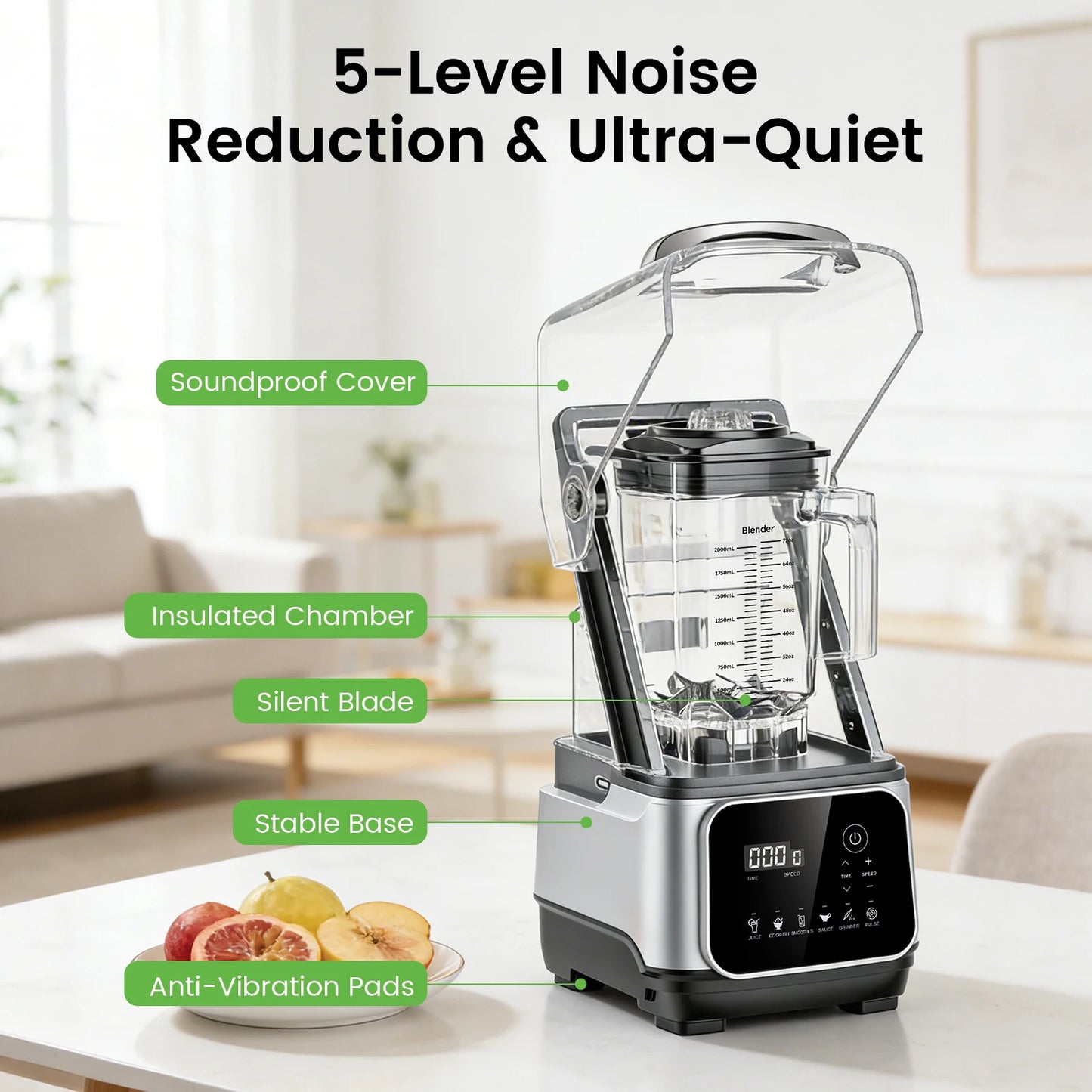 SHICUO 68oz Commercial Blender with Quiet Shield