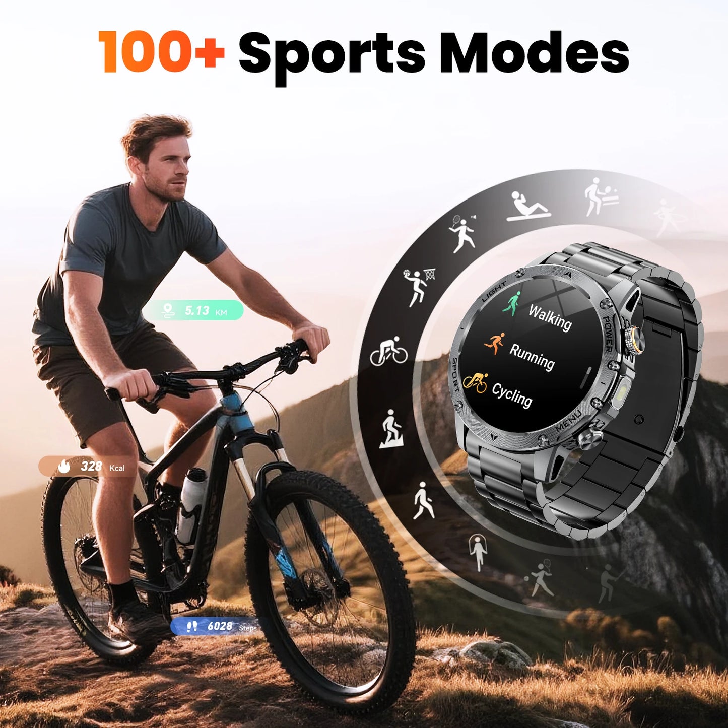 2026 Military Smart Watch Men 1.7" HD Screen