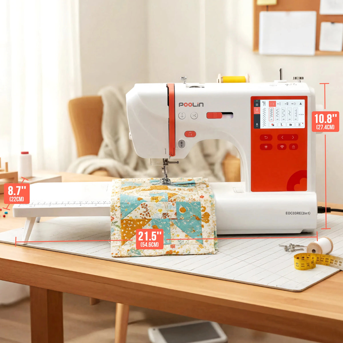 POOLIN EOC03 2-in-1 Embroidery Sewing Machine