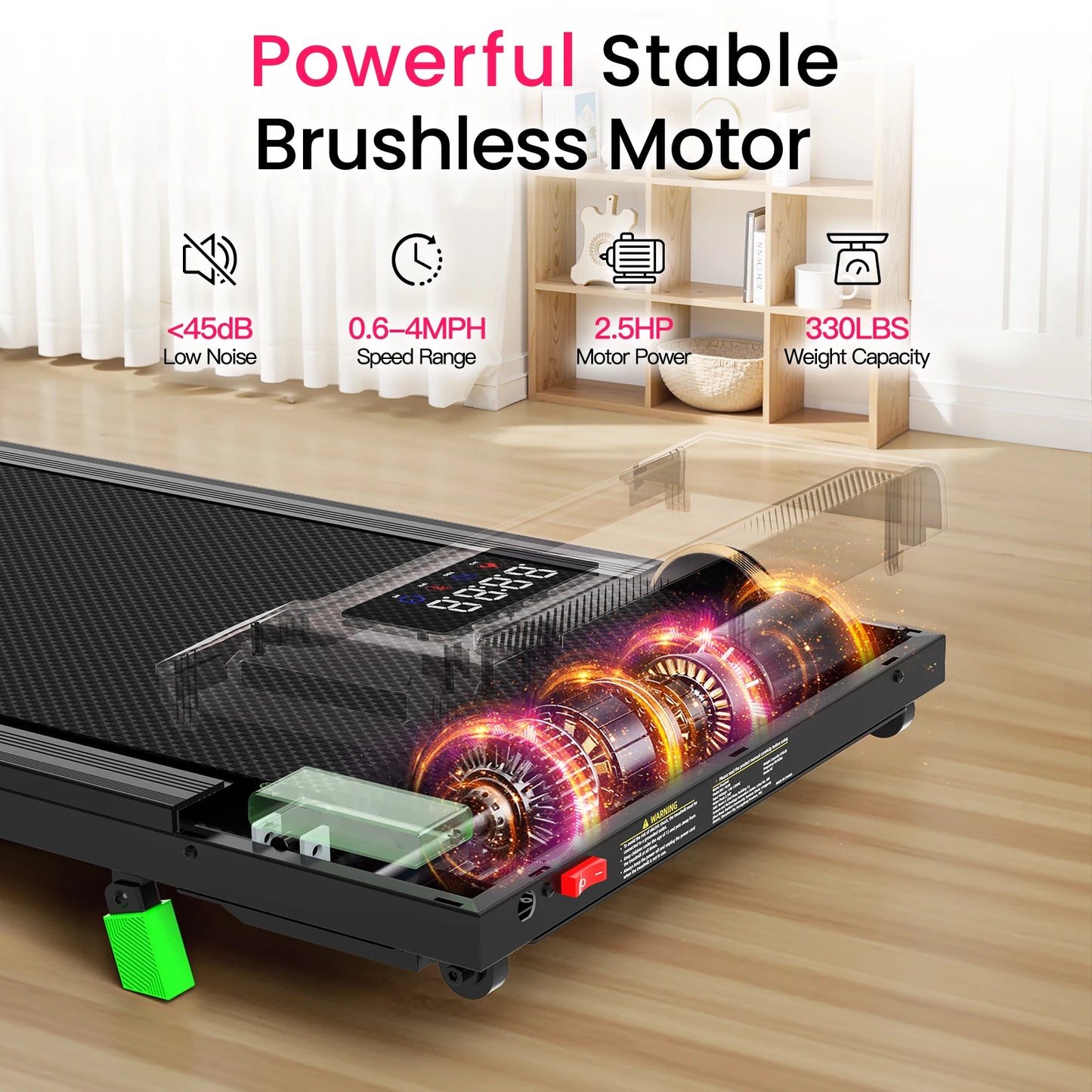 AKLUER 2 in 1 Walking Pad Under Desk Treadmill, 2.5HP Brushless Motor