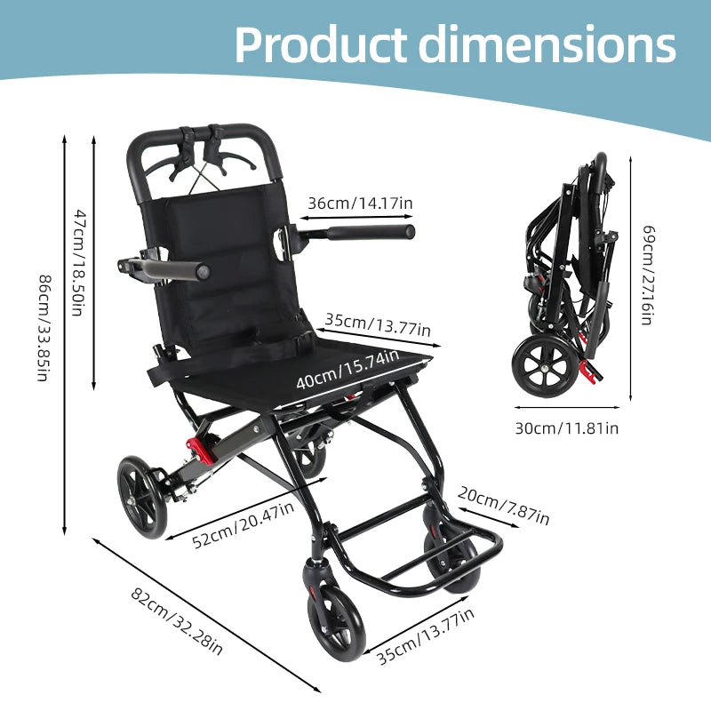 CvitalelPersd Micro Wheelchair folding wheelchair Essentials for the elderly, people with health issues, and older adults when traveling.