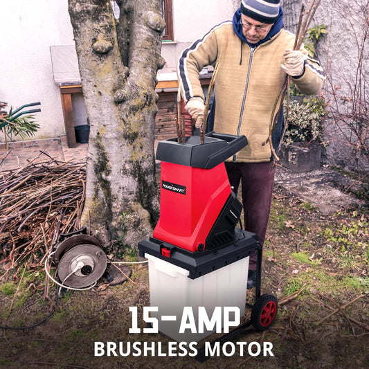 POWERSMART 15Amp Electric Wood Chipper Leaf Mulcher