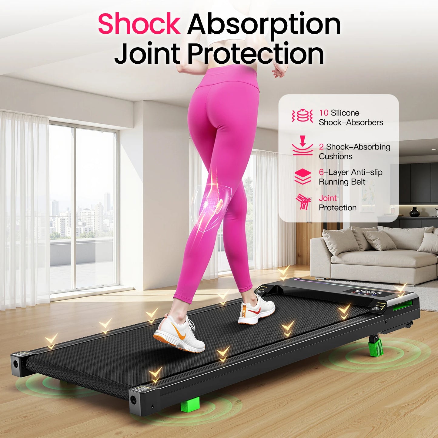 AKLUER 2 in 1 Walking Pad Under Desk Treadmill, 2.5HP Brushless Motor