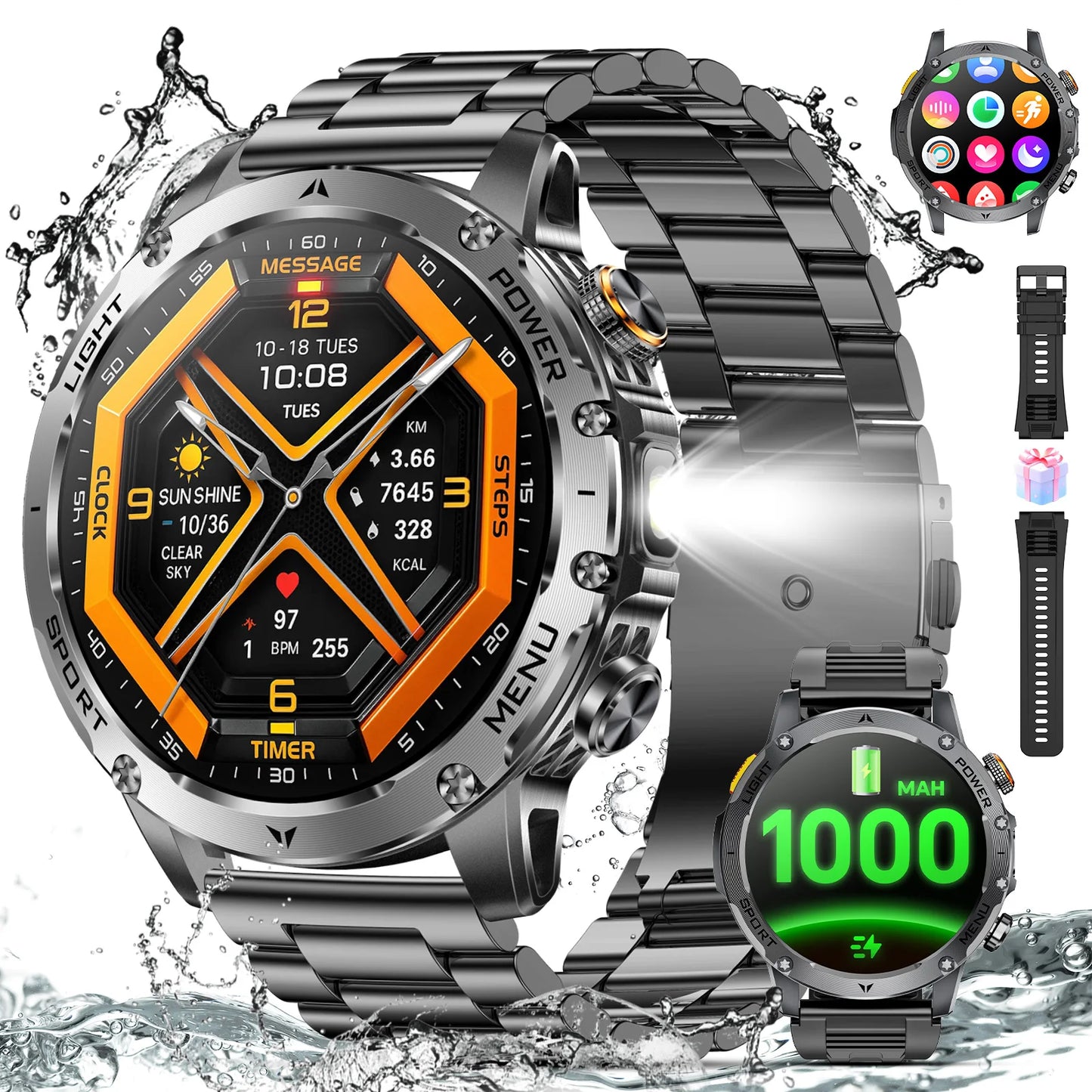 2026 Military Smart Watch Men 1.7" HD Screen
