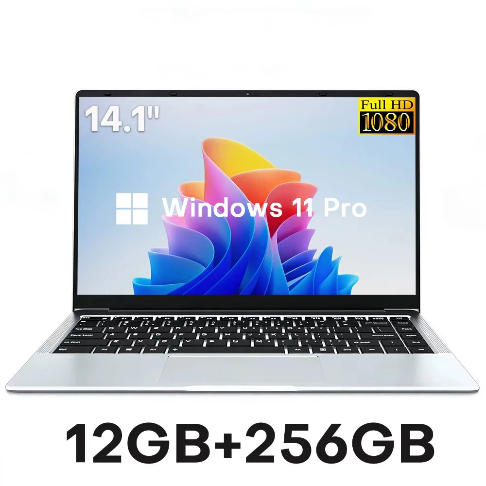 14.1" Laptop Computer Windows 11 Pro Intel Atom A3950 Notebook PC