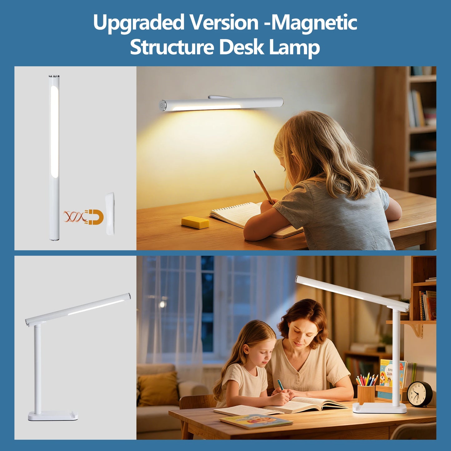 LED Desk Lamp Rechargeable Touch Dimmable Control Adjustable Magnetic Table Lamp