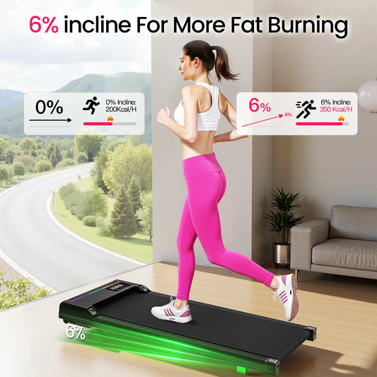 AKLUER 2 in 1 Walking Pad Under Desk Treadmill, 2.5HP Brushless Motor