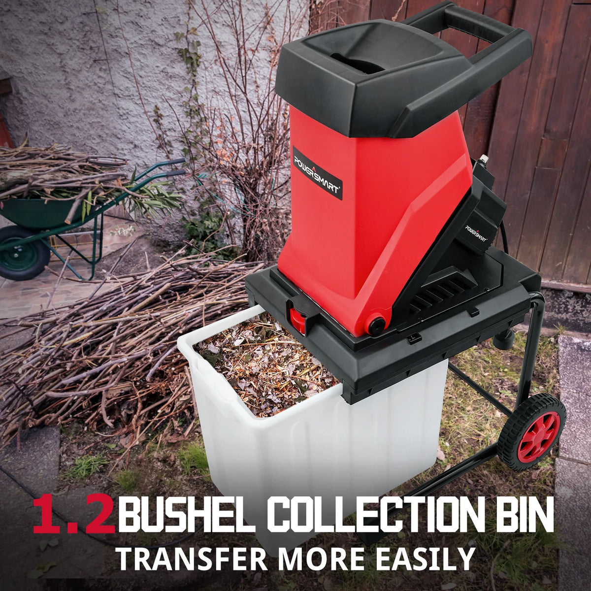 POWERSMART 15Amp Electric Wood Chipper Leaf Mulcher