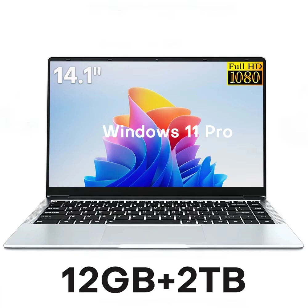 14.1" Laptop Computer Windows 11 Pro Intel Atom A3950 Notebook PC