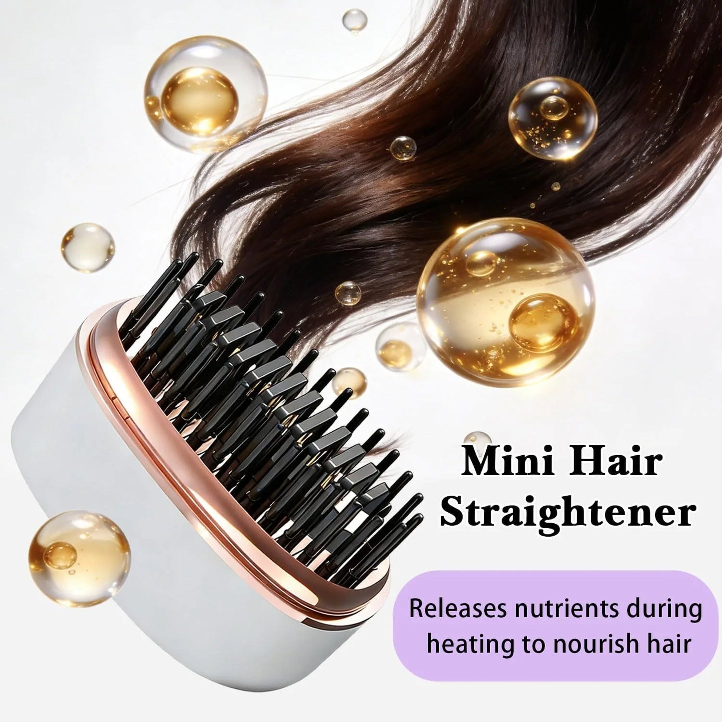 Mini Cordless Hair Straightener Brush Rechargeable