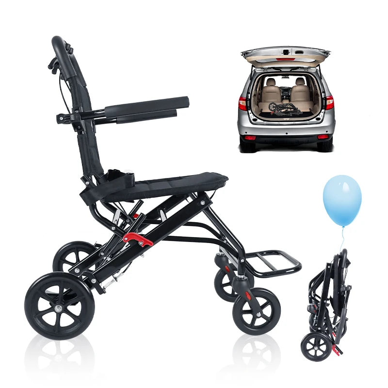 CvitalelPersd Micro Wheelchair folding wheelchair Essentials for the elderly, people with health issues, and older adults when traveling.