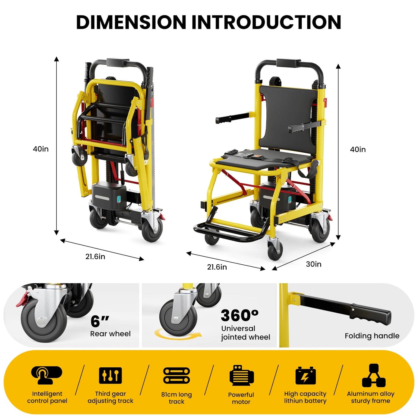 Electric Stair Climbing Chair Foldable Emergency Stair Lift Wheelchair