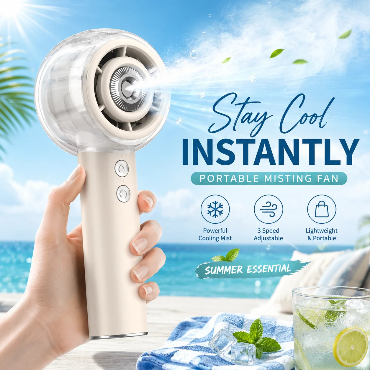 Misting Portable Handheld Fan 6000mAh Rechargeable Battery