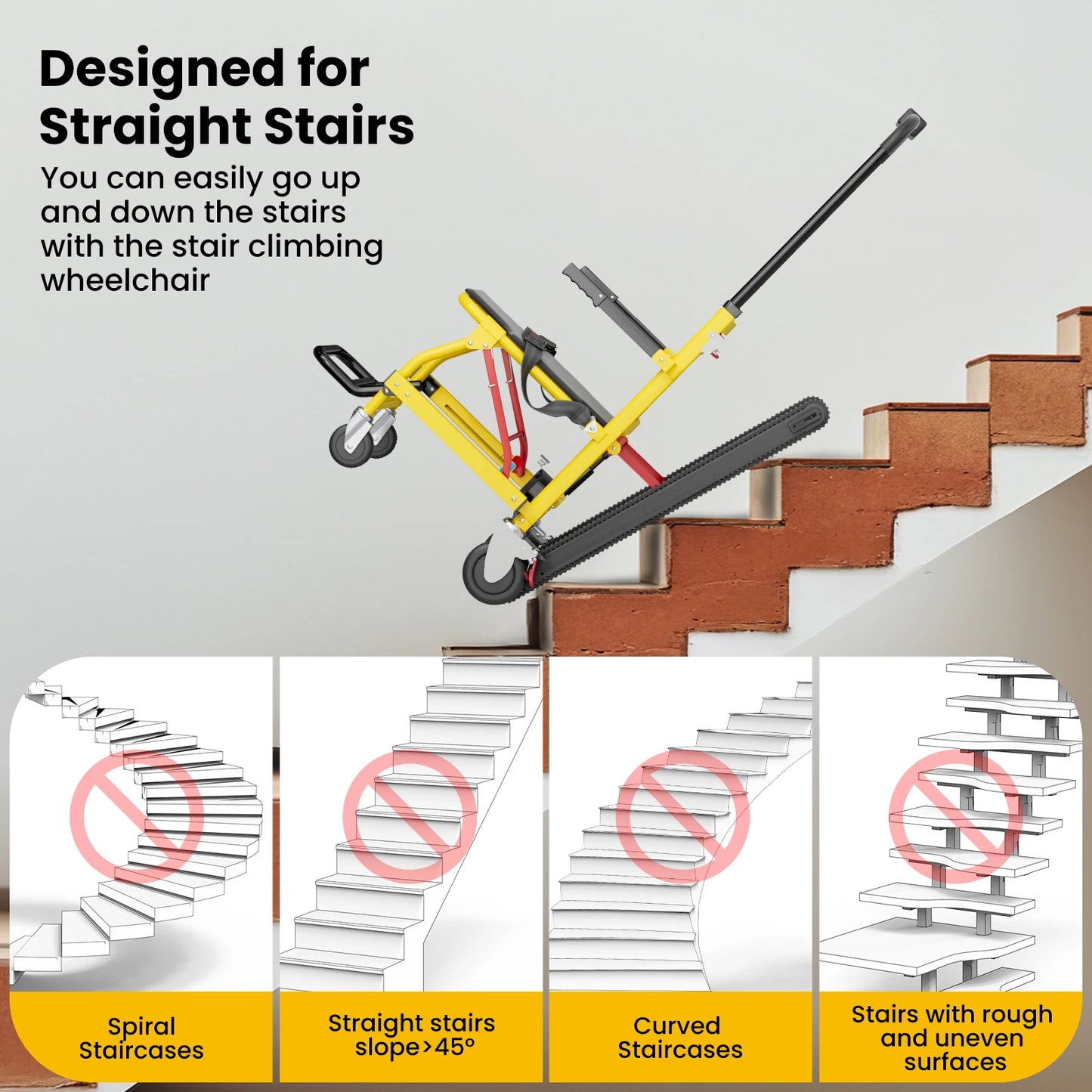 Electric Stair Climbing Chair Foldable Emergency Stair Lift Wheelchair