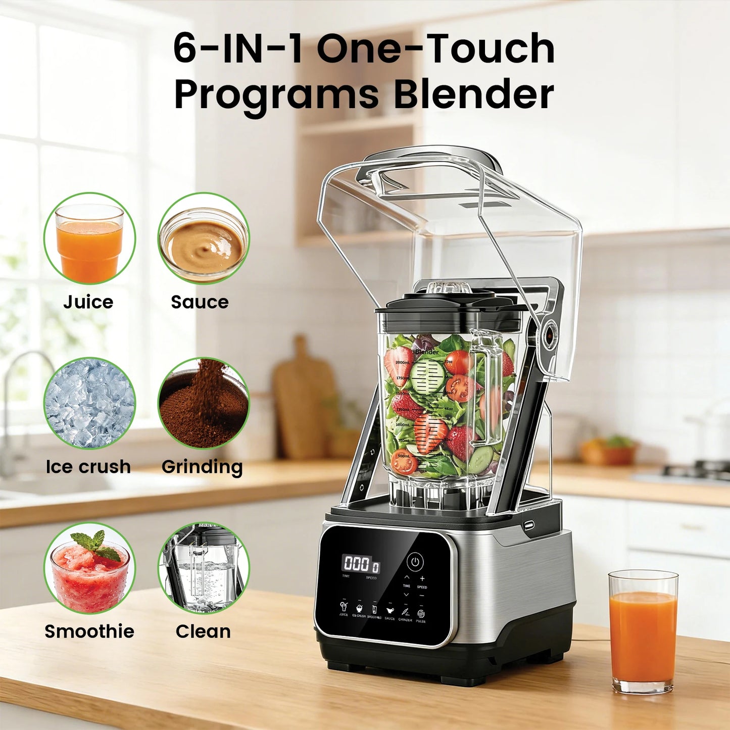SHICUO 68oz Commercial Blender with Quiet Shield