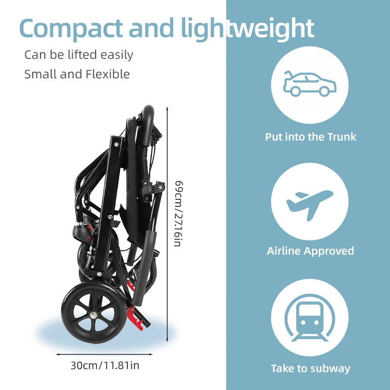 CvitalelPersd Micro Wheelchair folding wheelchair Essentials for the elderly, people with health issues, and older adults when traveling.