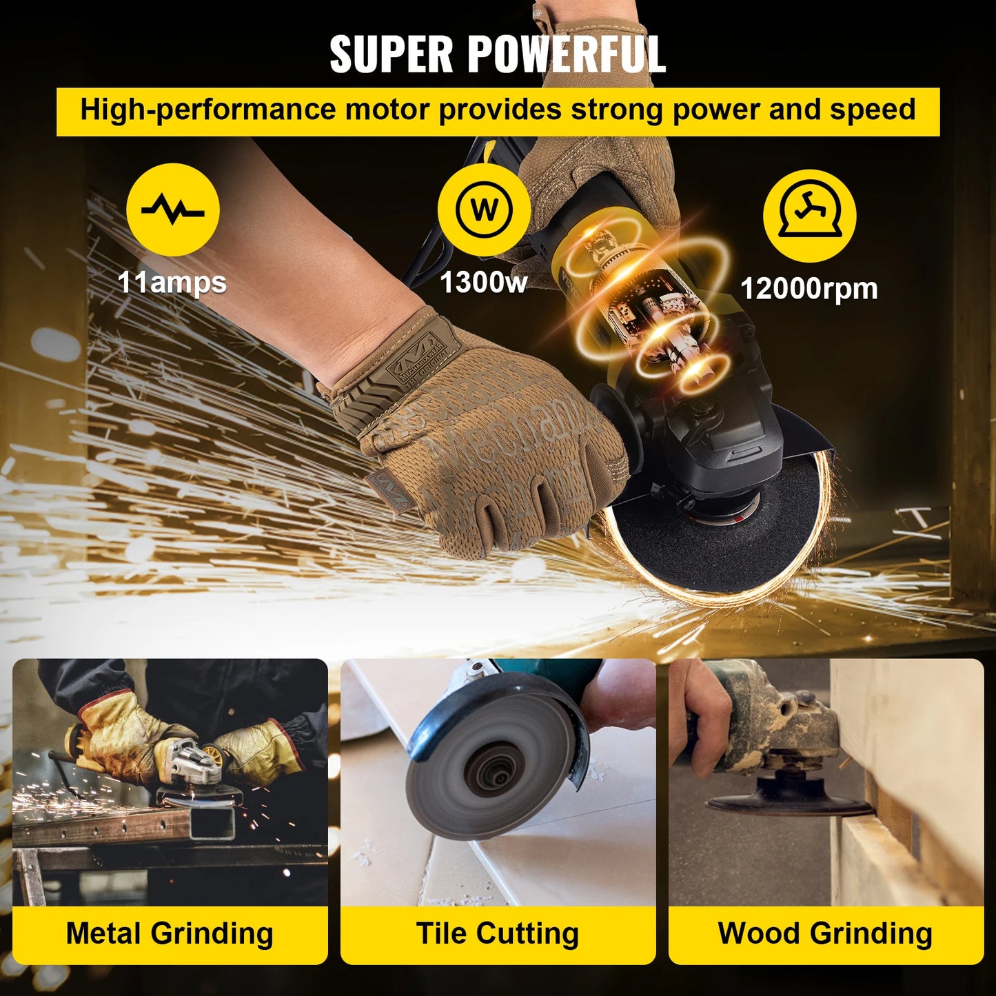 VEVOR Electric Angle Grinder 900W Angular Power Grinding