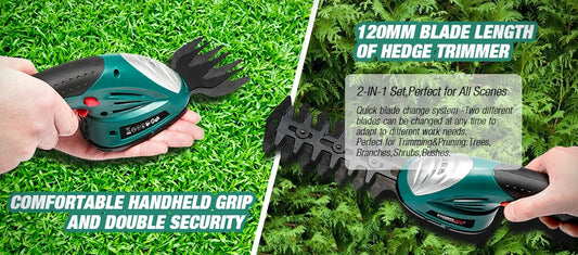 POSENPRO 7.2V 2in1 Cordless Grass and Shrub Shears Hedge Pruning