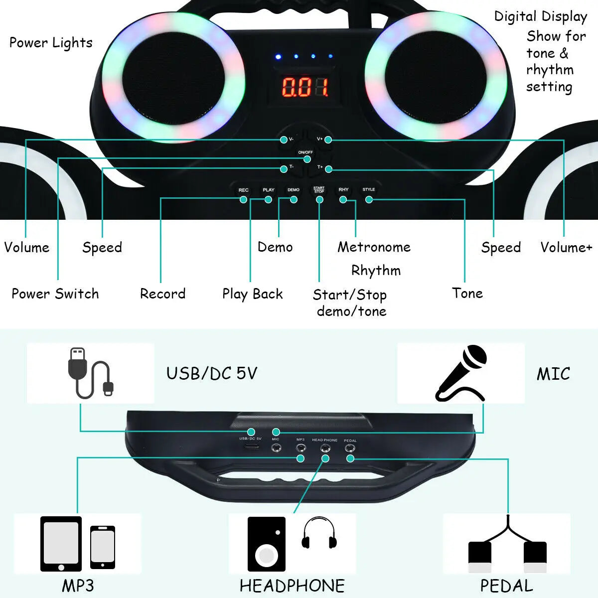 Electronic Roll Up Drum Set 9 Pads MIDI Drum