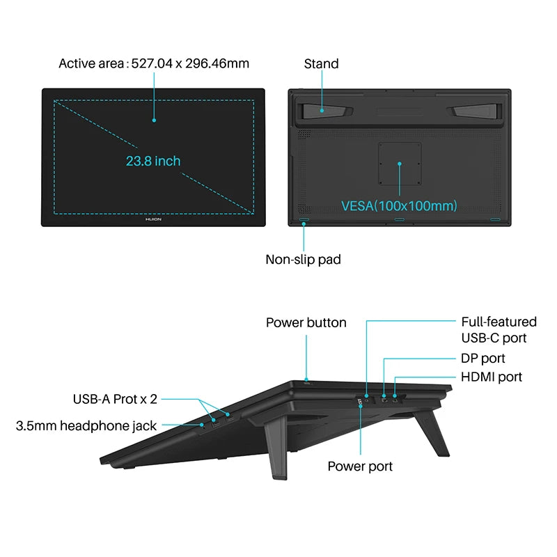 23.8 Inch Huion Kamvas Pro 24 4K Graphics Tablet