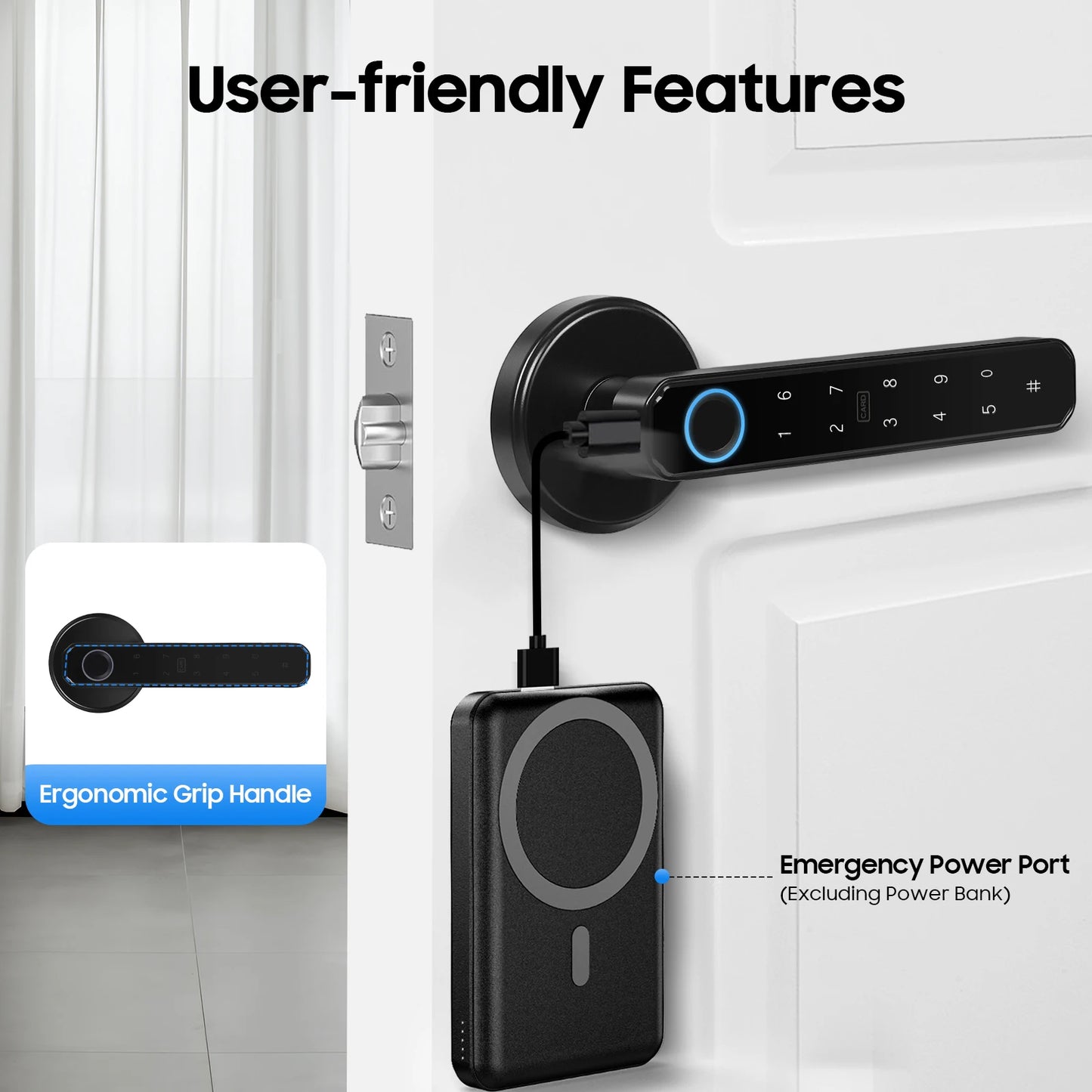Smart Door Handle Lock Fingerprint Password