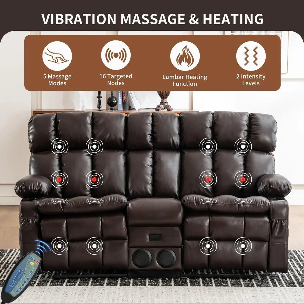 Recliner Sofa, RV Wall Hugger Recliners for Small Spaces, Reclining Loveseat Sofa Recliner with Cup Holders Lumbar Pillows, RV Fur