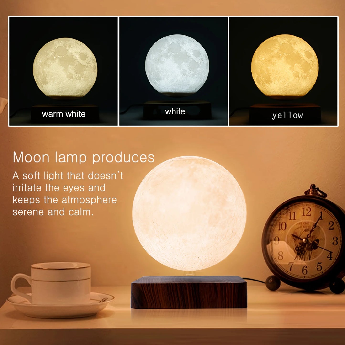 Levitating Moon Table Lamp, Magnetic Floating Night Light