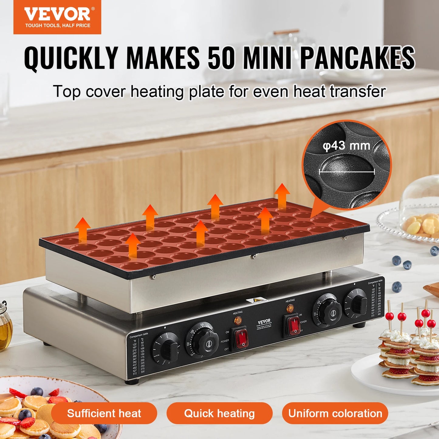 SucceBuy 50Pcs Mini Dutch Pancake Maker, Waffle Maker