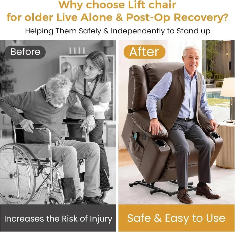 PARKOL Power Lift Recliner Chair for Seniors, Breathable Leather