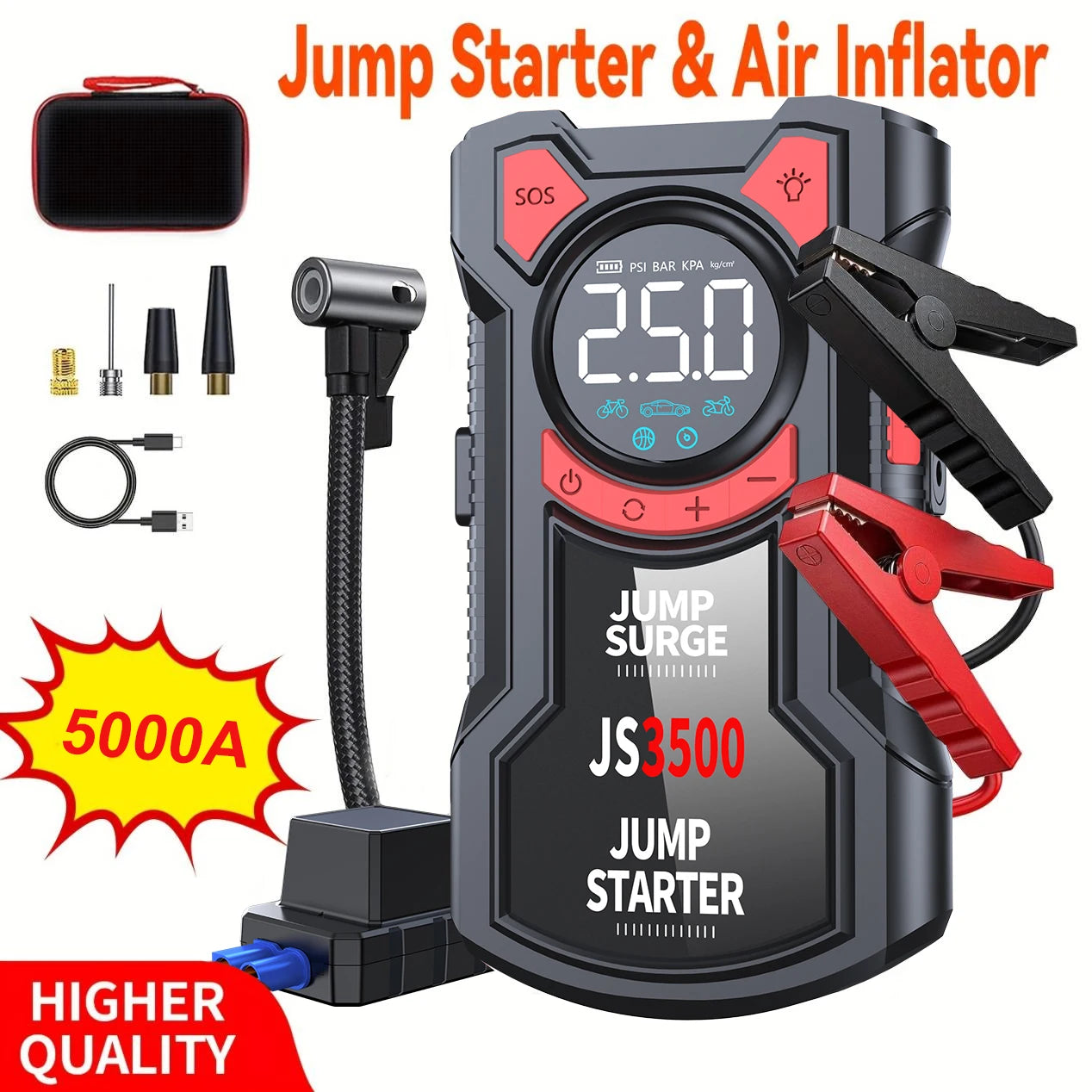 JS 3500 5-in-1 Multifunctional Air Pump Jump Starter