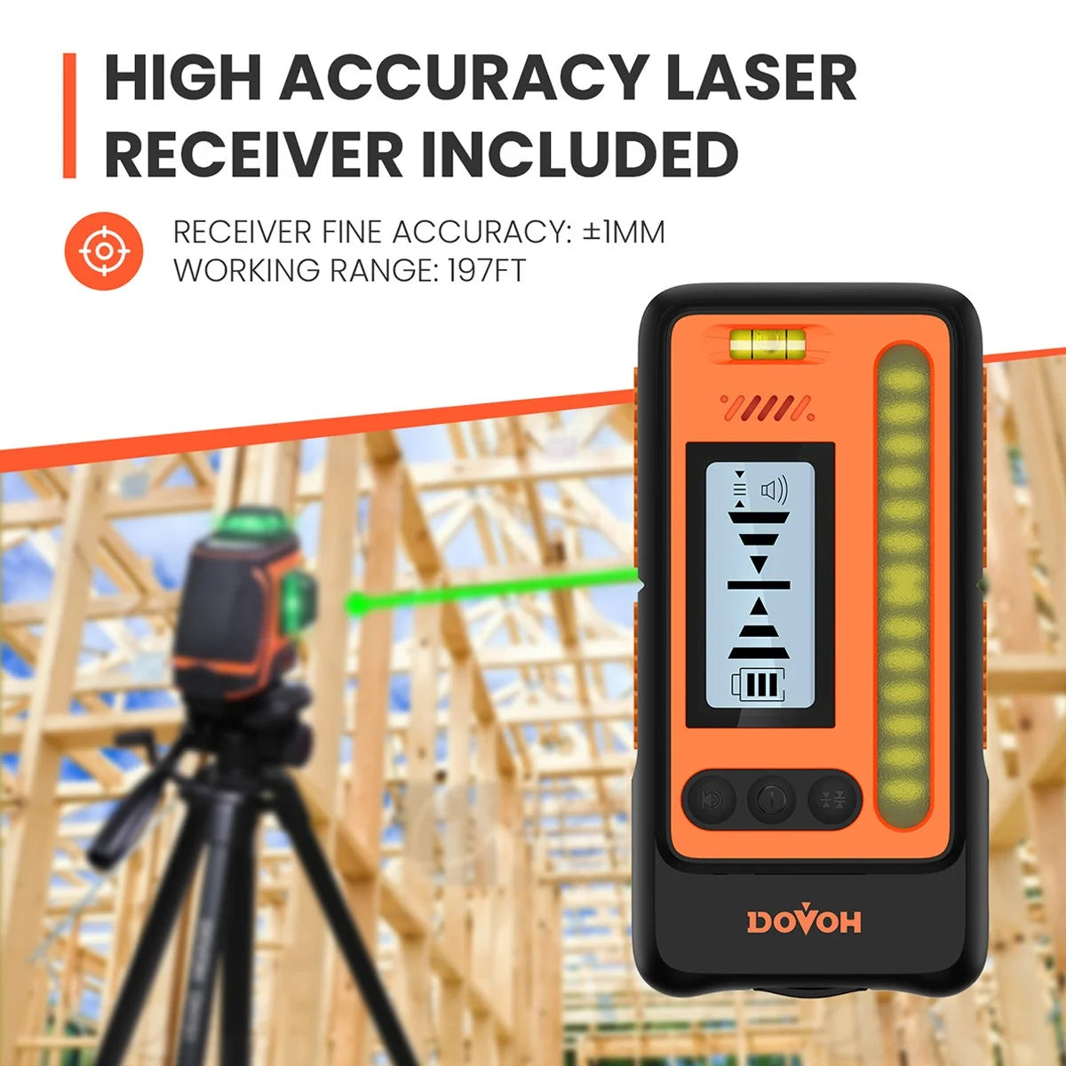 DOVOH Outdoor Laser Level with Receiver, 400ft