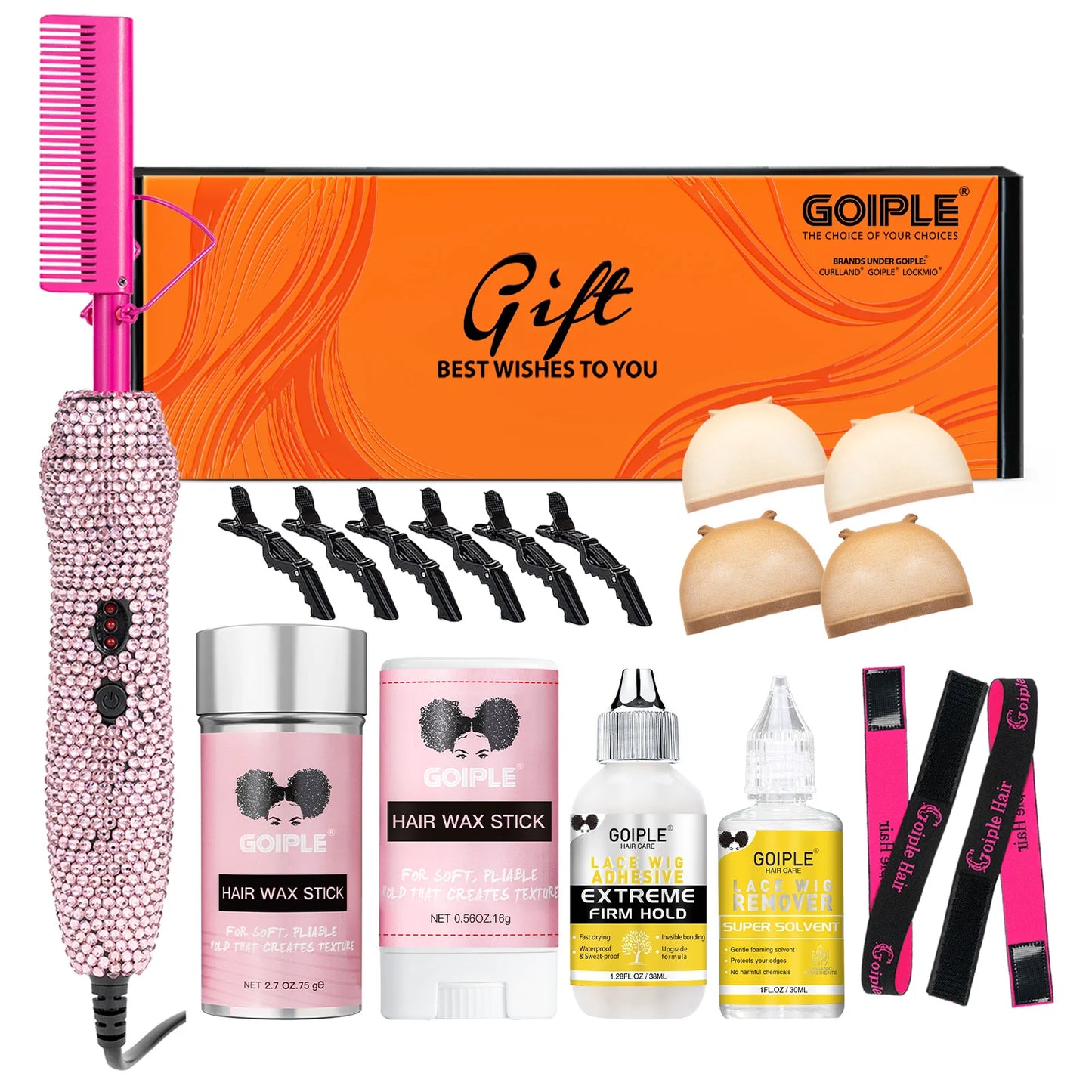 GOIPLE 3-In-1 Electric Hot Press Straightening Curler Comb Set