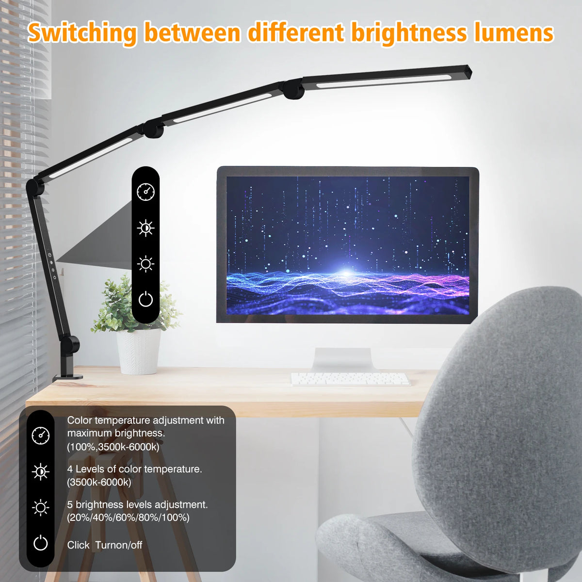 AILBTON Ultra Bright LED Clamp Desk Lamp