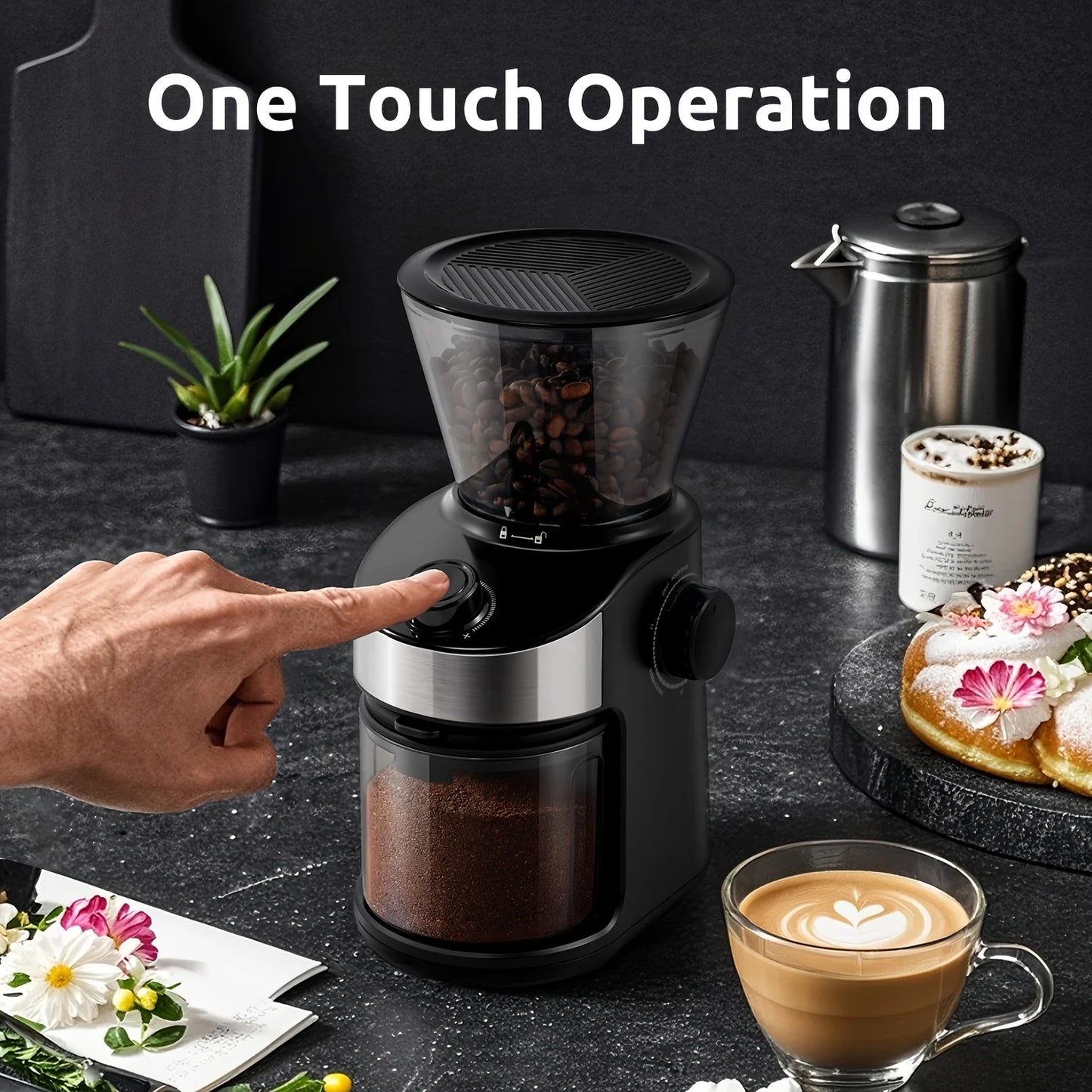 Coffee Grinder Burr Electric, Automatic Coffee Bean Grinder