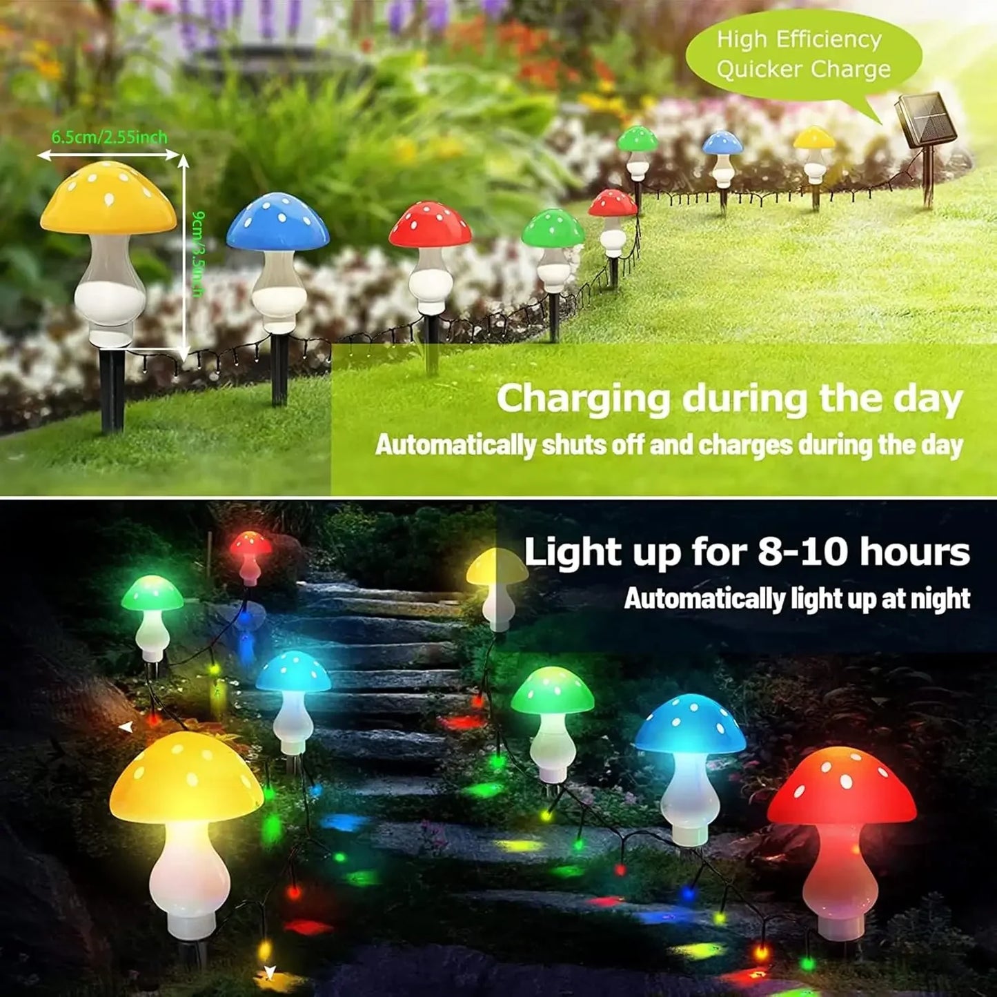 8pcs/set Outdoor Mushroom Solar Garden Lights 50 LED