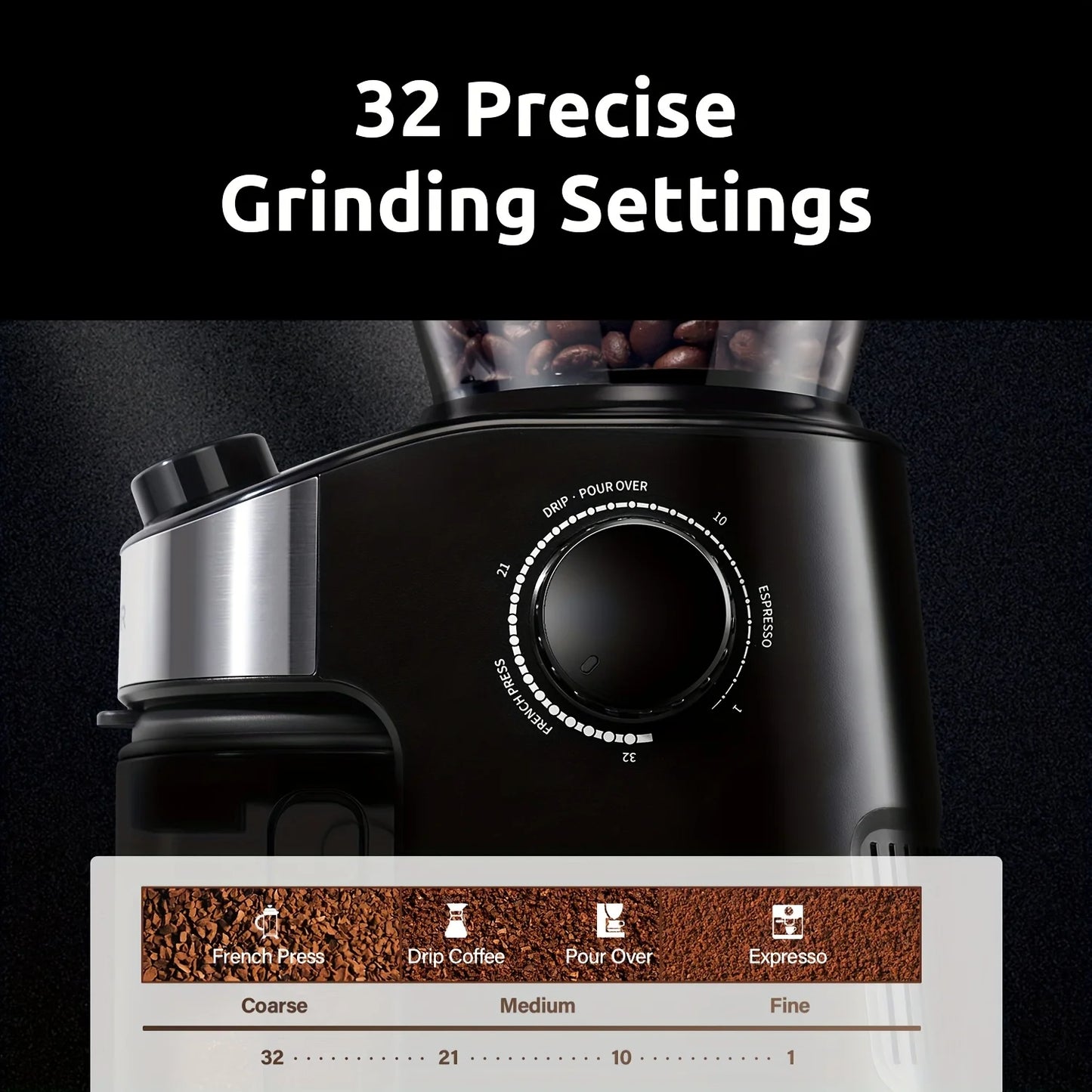 Coffee Grinder Burr Electric, Automatic Coffee Bean Grinder
