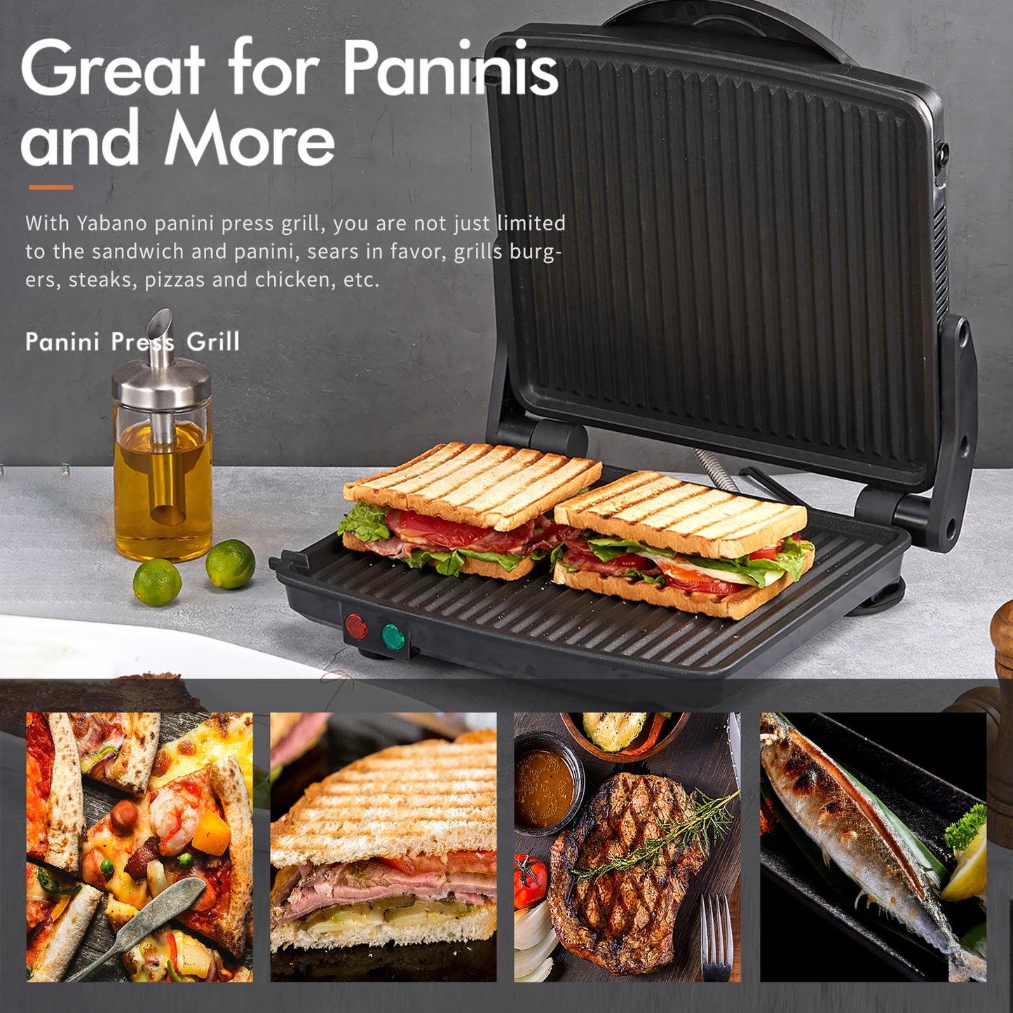 Panini Press Grill, Yabano Gourmet Sandwich Maker